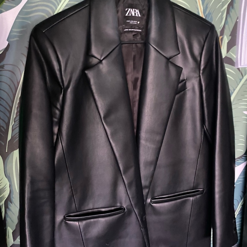 Zara faux leather oversize blazer